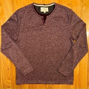 WRK Work Rest Karma Mens Henley Shirt Heather Burgundy Spruce Textured L